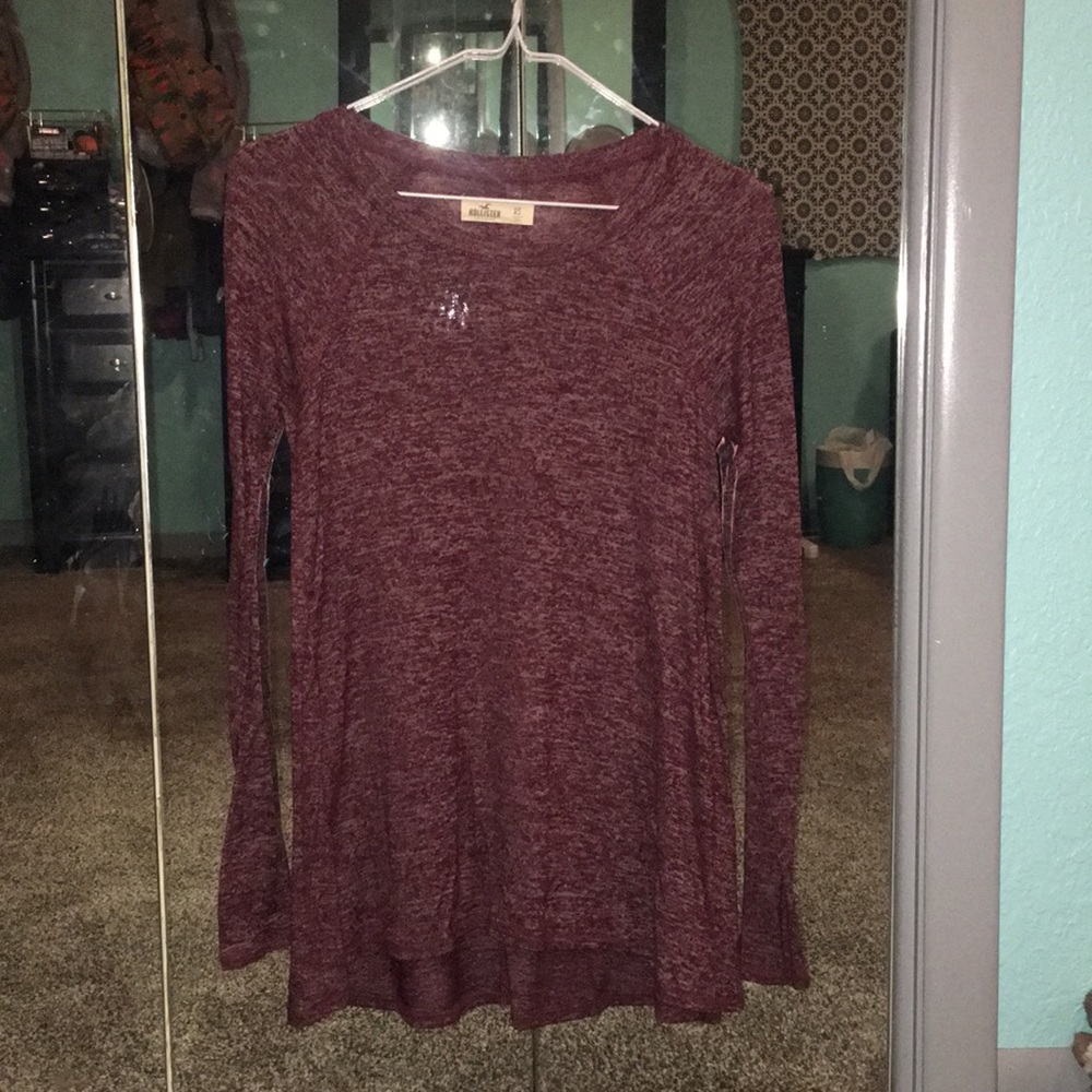 Hollister long sleeve heather maroon shirt